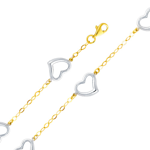 Heart Light Fashion Link 14K Yellow and White Gold Bracelet Slide 0