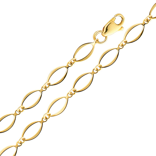 Fancy 4mm Open Link 14K Yellow Gold Bracelet & Lobster Clasp Slide 0