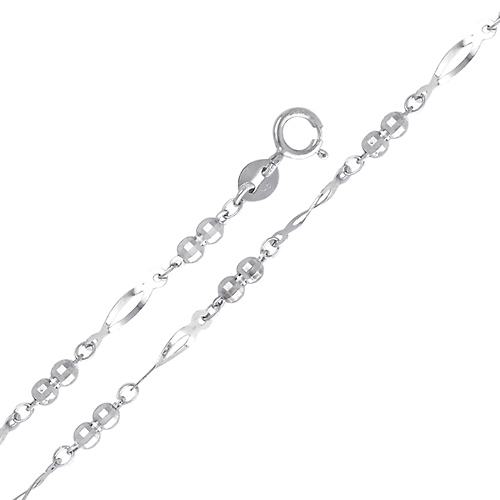 Designer Women's Ball Link 14K White Gold Bracelet Slide 0