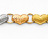 Tri-Color Diamond Cut Stampato Heart 14K Gold Bracelet 5mm thumb 1