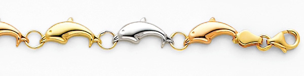 Stampato Dolphin TriGold 14K Gold Bracelet Slide 1