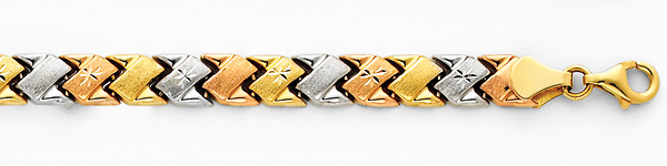 Diamond Cut Stampato 14K TriGold Bracelet Slide 1