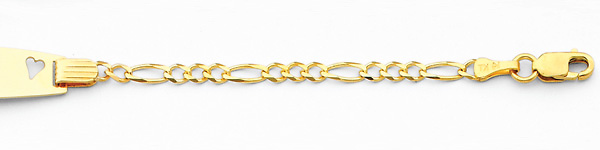2.5mm 14K Yellow Gold Heart Figaro Link ID Bracelet - Children, Women Slide 1