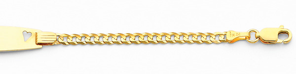 3mm 14K Yellow Gold Heart Concave Curb Cuban Link ID Bracelet - Children, Women Slide 1