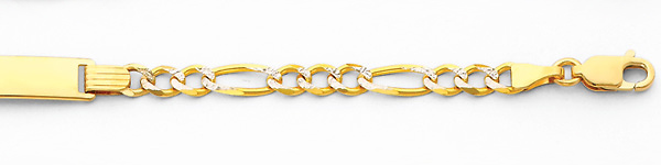 4mm White Pave Figaro Baby ID Bracelet in 14K Two-Tone Gold Slide 1