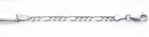 4.0mm 14K White Gold Figaro Baby ID Bracelet Slide 1