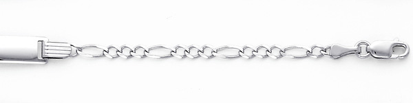 3.0mm Figaro 14K White Gold Baby ID Bracelet Slide 1