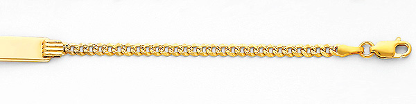 3.0mm Pave Mens Concave Curb 14K Yellow Gold  ID Bracelet Slide 1