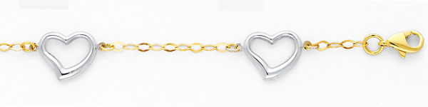 Heart Light Fashion Link 14K Yellow and White Gold Bracelet Slide 1
