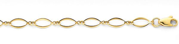 Fancy 4mm Open Link 14K Yellow Gold Bracelet & Lobster Clasp Slide 1