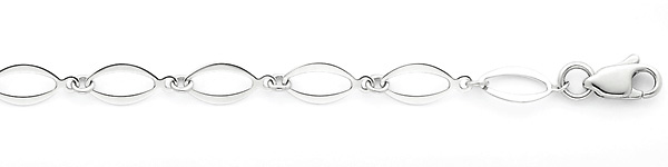 4mm Fancy Open Link 14K White Gold Bracelet & Lobster Clasp Slide 1