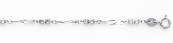 Designer Women's Ball Link 14K White Gold Bracelet Slide 1