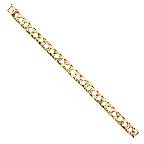 Men's 10mm 14K Yellow Gold Nugget Square Cuban Link Bracelet 8.5in Slide 2