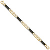 Men's 10mm 14K Two-Tone Gold Black Enamel Rectangle Mesh Link Bracelet 8in thumb 2