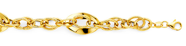 Women's Mesh Oval Solid 14K Yellow Gold Link Bracelet 10mm Slide 1