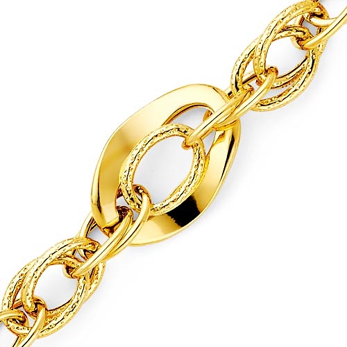 Women's Mesh Oval Solid 14K Yellow Gold Link Bracelet 10mm Slide 2