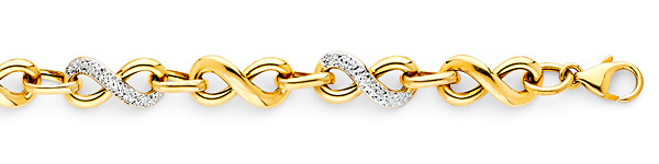 CZ Infinity Link 14K Yellow Gold Bracelet 8mm Slide 1