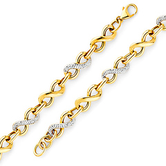 CZ Infinity Link 14K Yellow Gold Bracelet 8mm