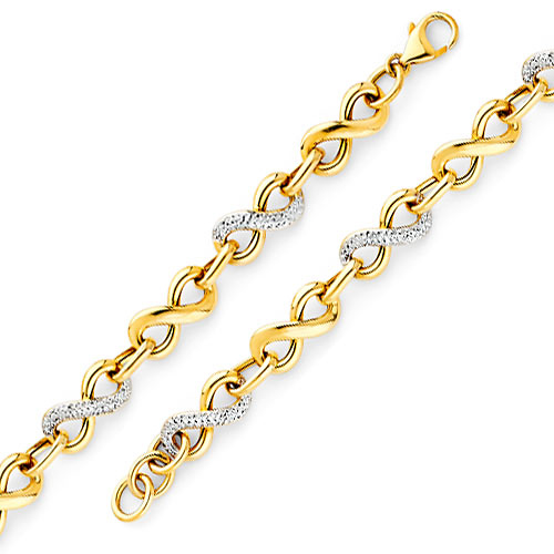 CZ Infinity Link 14K Yellow Gold Bracelet 8mm Slide 0