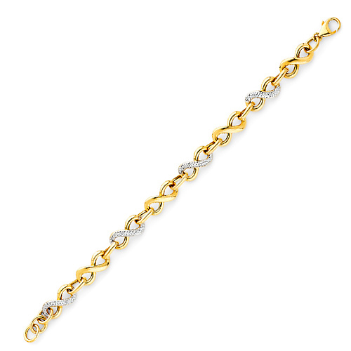 CZ Infinity Link 14K Yellow Gold Bracelet 8mm Slide 2