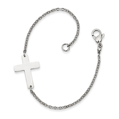 Stainless Steel Flat Sideways Cross Bracelet