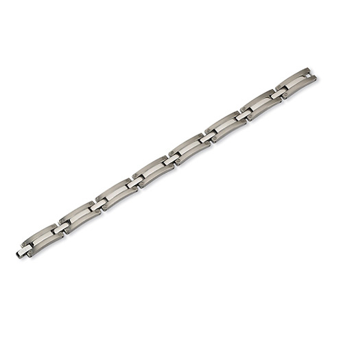 Brushed and Polished Fold-Over Link Titanium Bracelet Slide 1