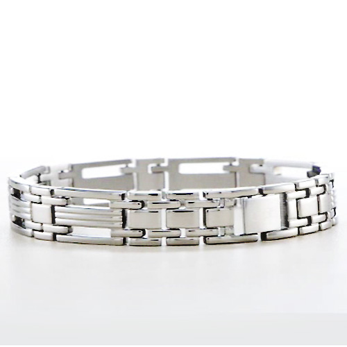 11mm Men's Polished Link Titanium Bracelet Slide 0