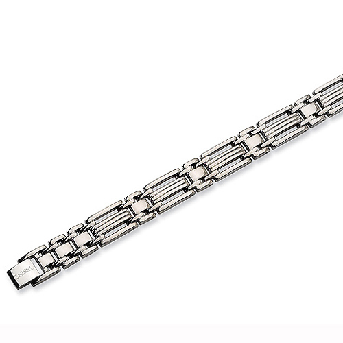 11mm Men's Polished Link Titanium Bracelet Slide 1