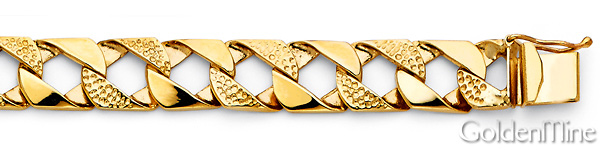 Men's 10mm 14K Yellow Gold Nugget Square Cuban Link Bracelet 8.5in Slide 1