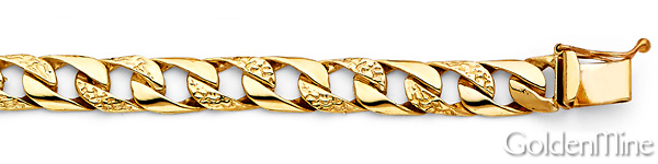 7mm Men's 14K Yellow Gold Nugget Oval Curb Cuban Link Chain Bracelet 8in Slide 1