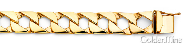 Men's 11mm 14K Yellow Gold Square Curb Cuban Link Chain Bracelet 8.5in Slide 1