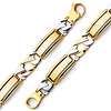 9mm Men's 14K Two-Tone Gold Fancy Rectangle Curb Cuban Link Bracelet 8in thumb 0