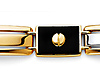 8mm Men's 14K Two-Tone Gold Black Enamel Rectangle Peg Link Bracelet 8in thumb 1