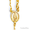 4mm Moon-Cut Bead Our Lady of Guadalupe Rosary Bracelet in 14K TriGold thumb 1