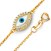 Floating CZ Evil Eye Charm Link Bracelet - 14K Yellow Gold thumb 0