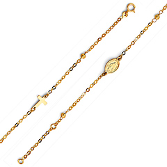 Sidways Cross & Our Lady of Guadalupe Medal Charm Bracelet in 14K Yellow Gold