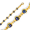 Petite Round Blue Evil Eye Charms Bracelet - 14K Yellow Gold 7in thumb 0