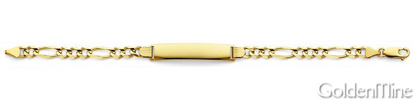 6mm 14K Yellow Gold Men's Figaro Link Rectangle ID Bracelet Slide 1