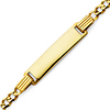 3mm 14K Yellow Gold Figaro Link Rectangle ID Bracelet - Children or Women thumb 0