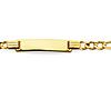 4mm 14K Yellow Gold Figaro Rectangle ID Bracelet - Children or Women thumb 1