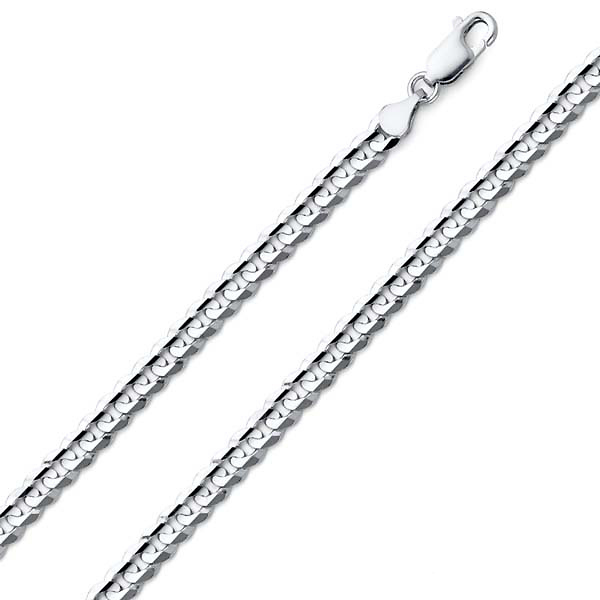 4mm Sterling Silver Curb Cuban Link Chain Bracelet 7in Slide 0