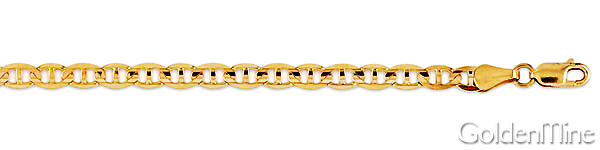 4mm 14K Yellow Gold Men's Concave Mariner Chain Bracelet 7.5in Slide 1