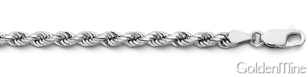 4mm Sterling Silver Diamond-Cut Rope Chain Bracelet 8in Slide 1