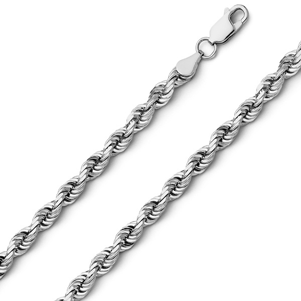 4.5mm Sterling Silver Diamond-Cut Rope Chain Bracelet 8in Slide 0