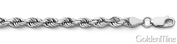 4.5mm Sterling Silver Diamond-Cut Rope Chain Bracelet 8in Slide 1