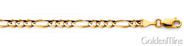 3.7mm 18K Yellow Gold Figaro Link Chain Bracelet 8in Slide 1