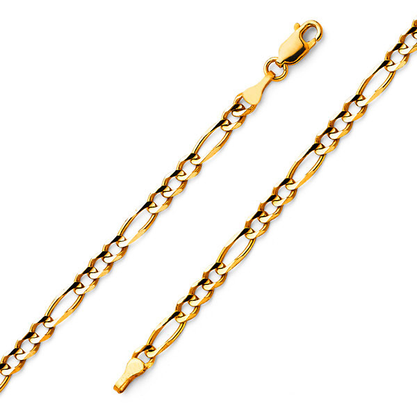 3.7mm 18K Yellow Gold Figaro Link Chain Bracelet 8in Slide 0
