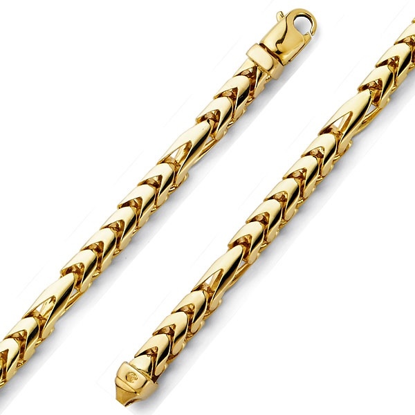 Men's 14k Yellow Gold Solid Franco Chain Bracelet