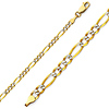 3mm 14K Two-Tone Gold White Pave Figaro Link Chain Bracelet 7in thumb 0