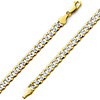 6mm 14K Two-Tone Gold Men's White Pave Curb Cuban Link Bracelet 8in thumb 0
